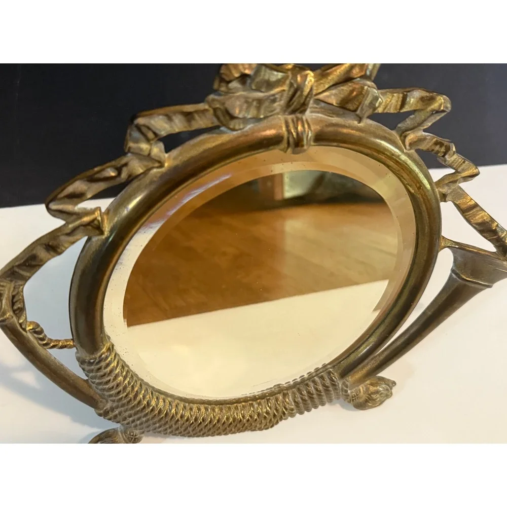 ANTIQUE Bradley Hubbard CAST IRON TRUMPET music horn ART Vanity DESK MIRROR